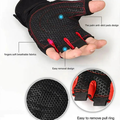 Fingerless Fitness Gloves with Long Wrist Support for Gym & Outdoor Training