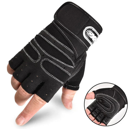 Fingerless Fitness Gloves with Long Wrist Support for Gym & Outdoor Training