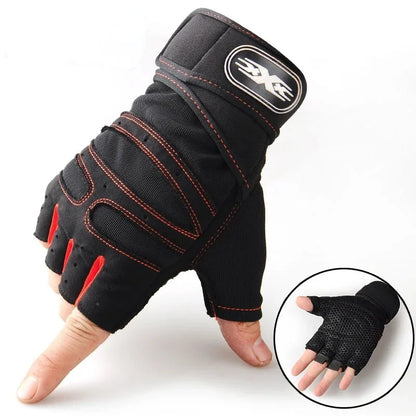 Fingerless Fitness Gloves with Long Wrist Support for Gym & Outdoor Training
