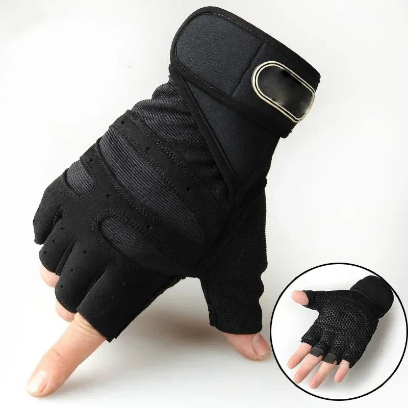 Fingerless Fitness Gloves with Long Wrist Support for Gym & Outdoor Training